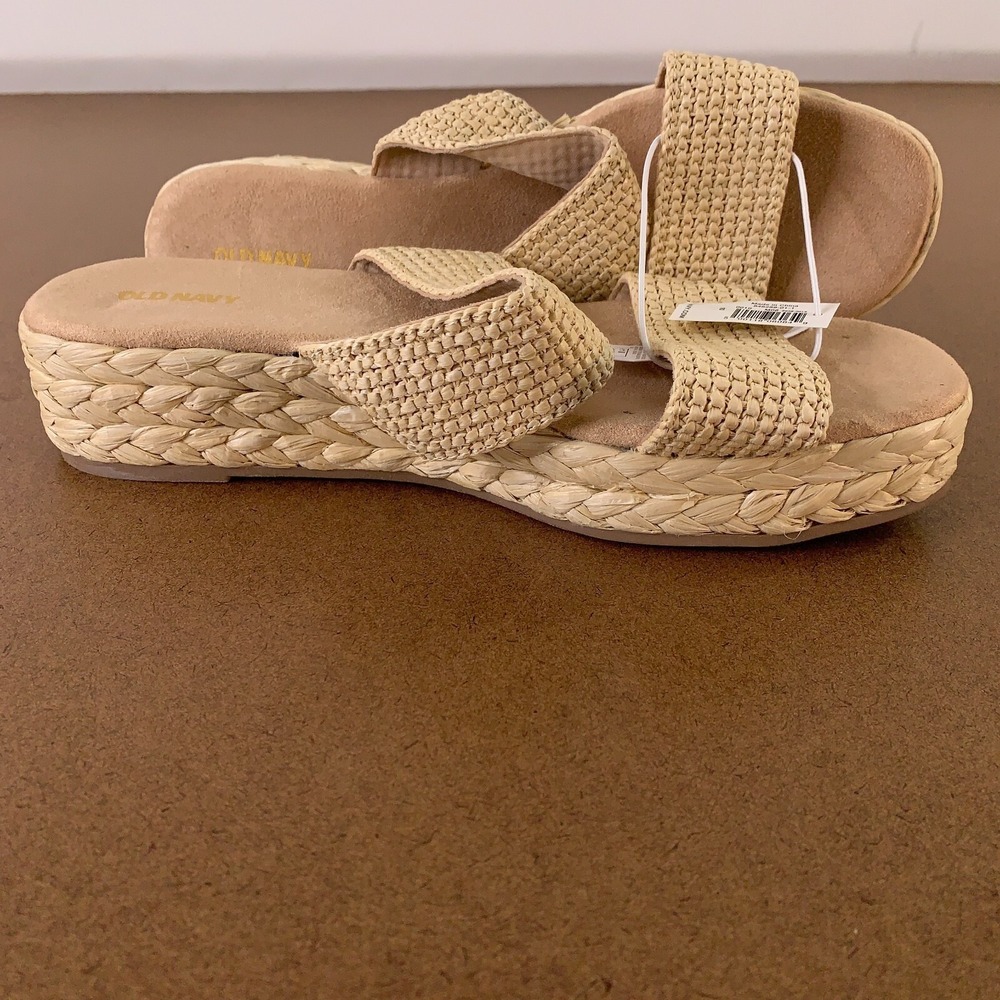 Old Navy Women's Shoe Size 10 Neutral Two Band Espadrille Platform Sandals NWT - Picture 3 of 11